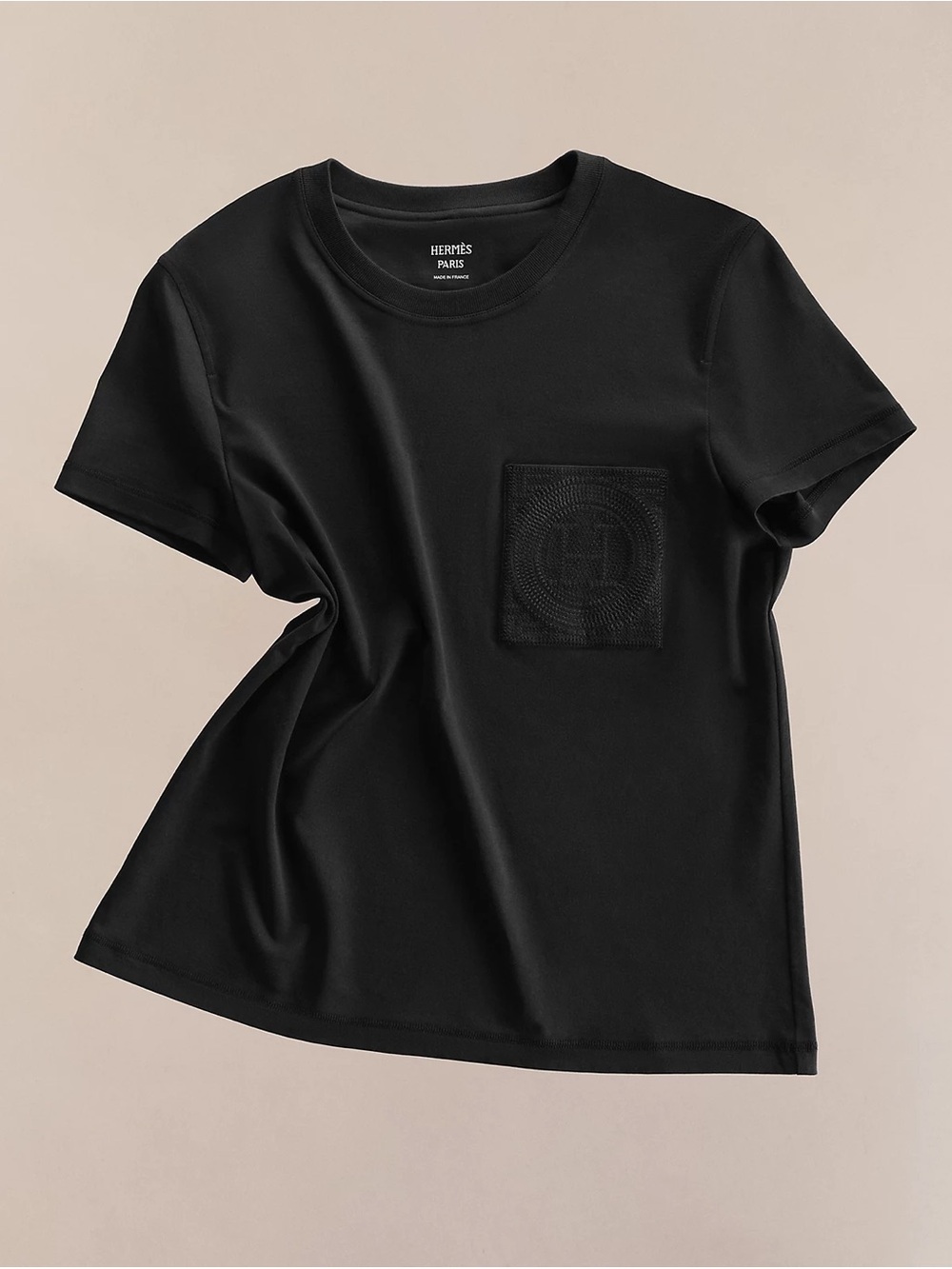 Hermes Black Short-Sleeve H Pocket embroidered T-shirt Top XS